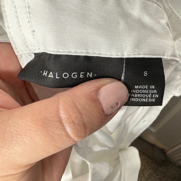 HALOGEN White Button Down Back Neck Tie Detailing Size Small - Picture 3 of 8